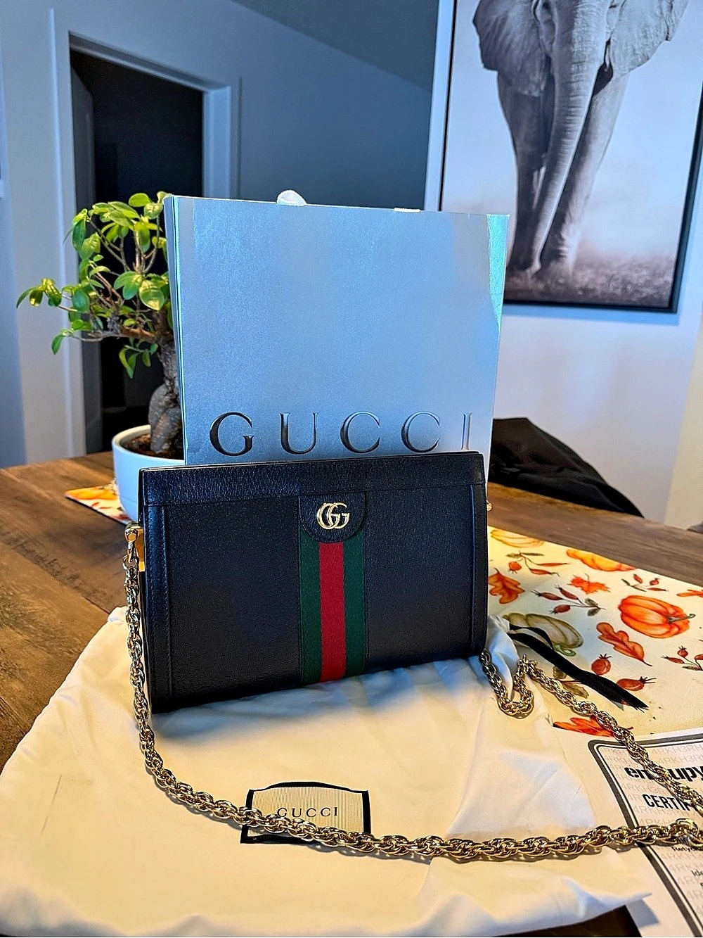Gucci Ophidia Black & Green Crossbody